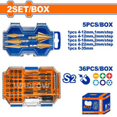 Wadfow WJD0371 Step Drill Bits & Impact Screwdriver Bits Combo Set | Wadfow by KHM Megatools Corp.